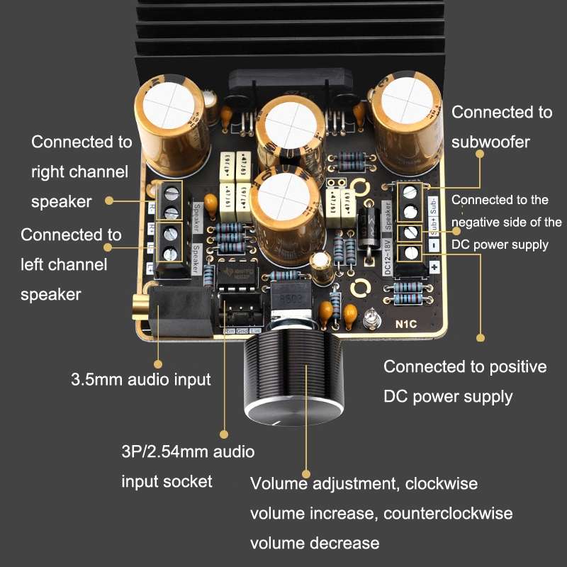 TDA7850 Amplifier Board 2.1 Channel 2x80W Car AB Type Amplifier Module DIY High Power 120W Bass
