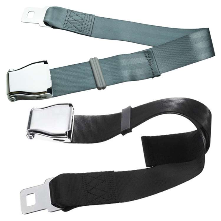 Two Point Aircraft Buckle Adjustable Seat Belt Extended Band(Gray)