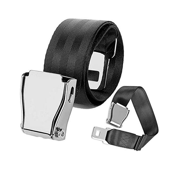 Two Point Aircraft Buckle Adjustable Seat Belt Extended Band(Gray)