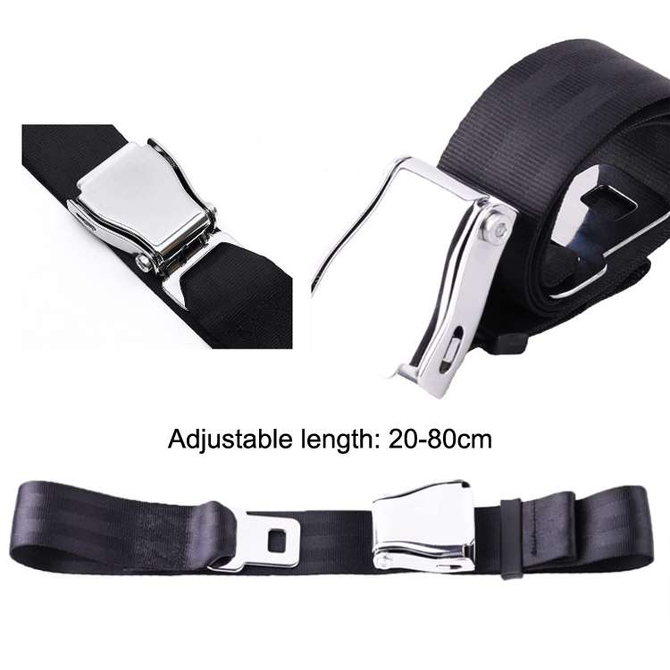 Two Point Aircraft Buckle Adjustable Seat Belt Extended Band(Gray)