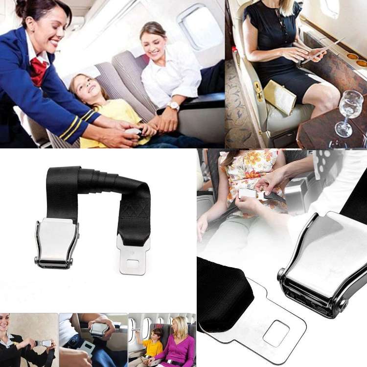 Two Point Aircraft Buckle Adjustable Seat Belt Extended Band(Gray)