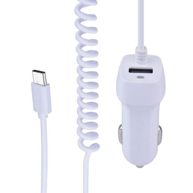 522AL Fast Charging With Cable Car Charging, Output Interface: Type-C/USB-C (White)