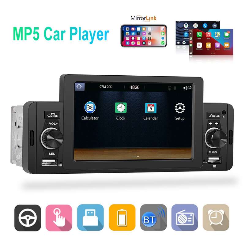 A3107 5 inches Car MP5 Wired CarPlay Universal Bluetooth Player With Microphone, Style: Standard+ 4