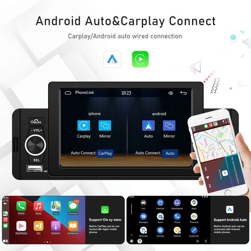 A3107 5 inches Car MP5 Wired CarPlay Universal Bluetooth Player With Microphone, Style: Standard+ 4