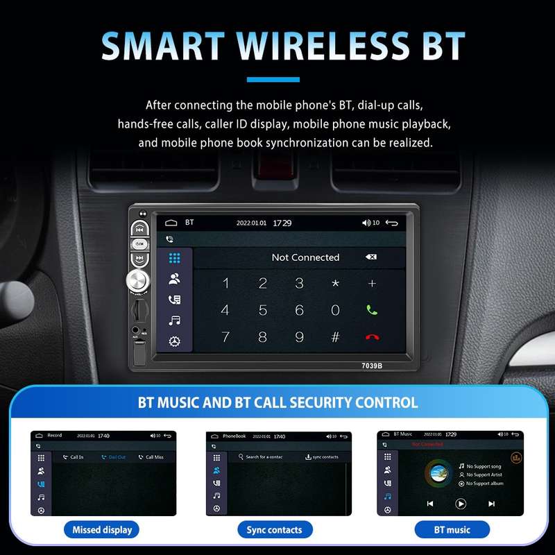 A3061 7 Inches MP5 Bluetooth Player Universal Wired CarPlay Reversing Image Integrated, Style: Stand