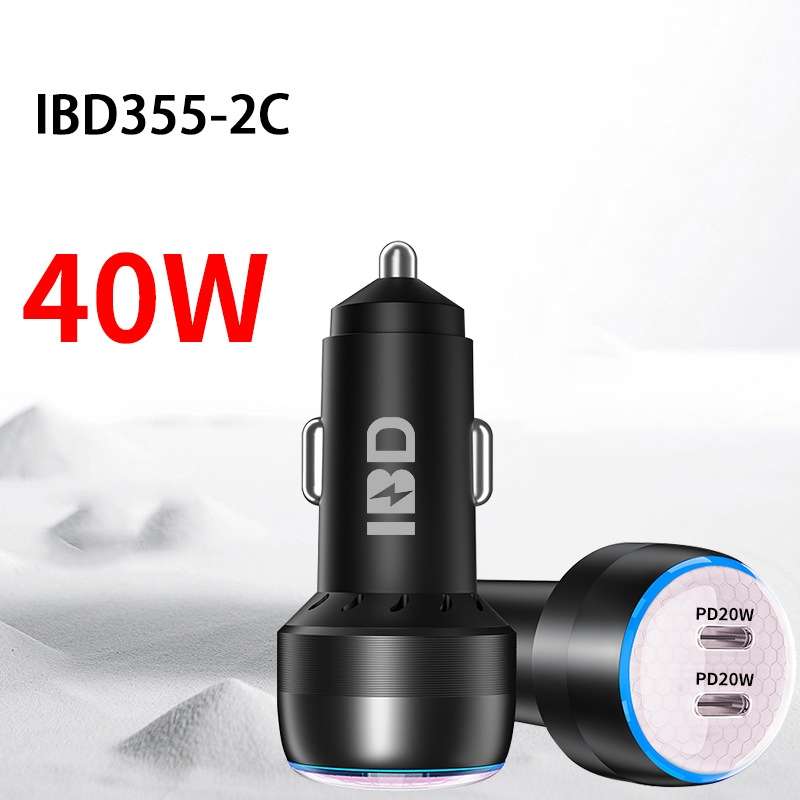 IBD355-2C PD20W+PD20W Smart Car Mobile Phone Charger(Pink)