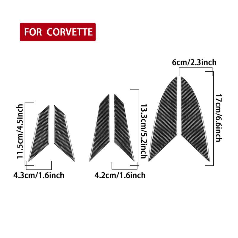 For Chevrolet Corvette C8 6pcs /Set Engine Side Air Vent Stickers(Black)
