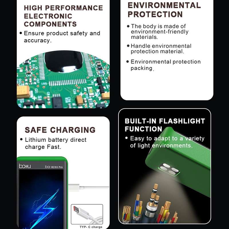BAKU BA-8233 Pro Electric Maintenance Resistor Current Touch Screen Digital Mulitmeter(Green)