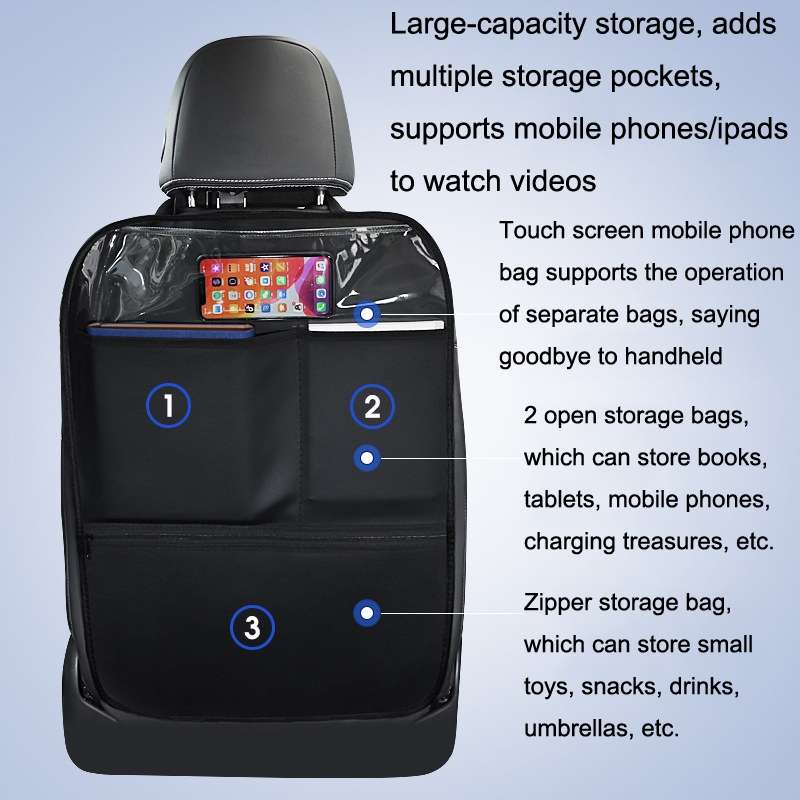 Car Seat Back Children Anti-kick Pad Back Rear Anti-dirty Universal Leather Protection Pad Storage B