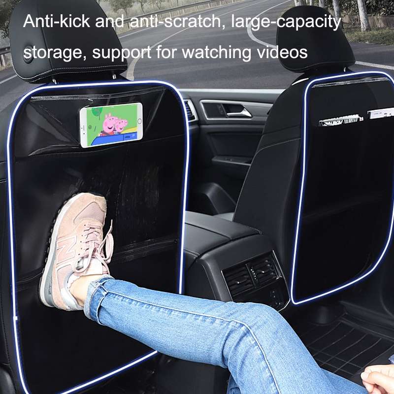 Car Seat Back Children Anti-kick Pad Back Rear Anti-dirty Universal Leather Protection Pad Storage B