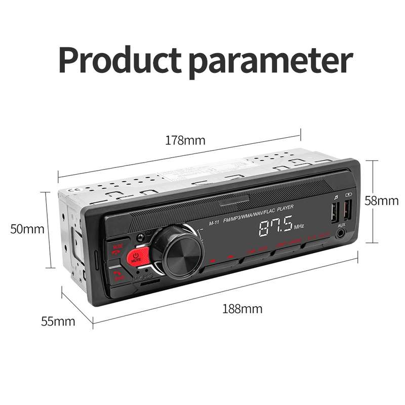 A3032 Car Bluetooth MP3 Player ISO Interface EQ Sound Effect Fast Charge Colorful Button Radio(Black
