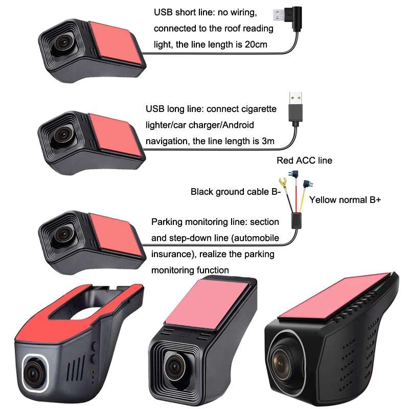 M8 Hidden Driving Recorder WiFi Phone Connecting Car Parking Monitoring 1080P HD Recorder(Without Bu