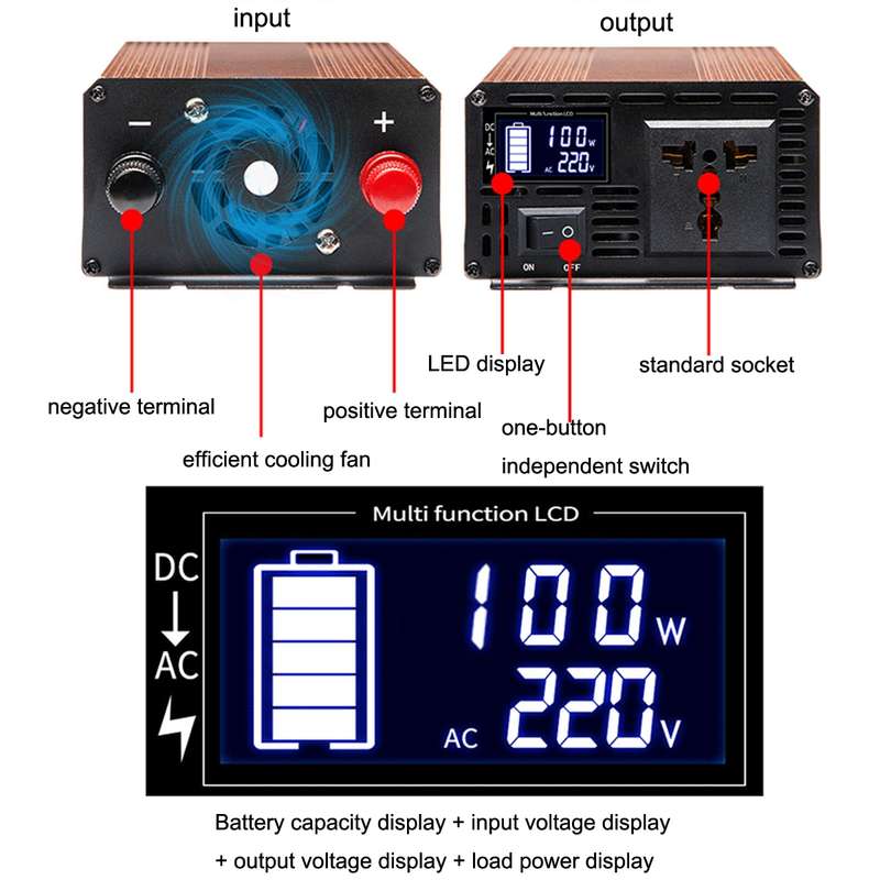 XINBOKE Universal Positive Wave Car Inverter Home Solar Inverter 48V/60V 1500W To 220V 700W