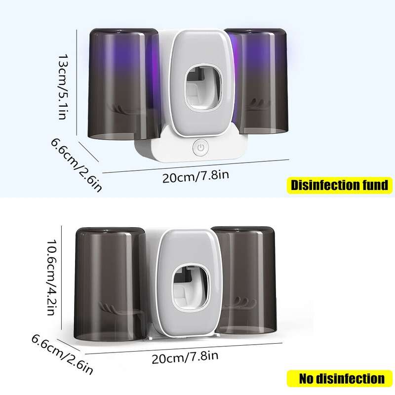 Couple Wall Mounted Toothbrush Holder Automatic Squeeze Toothpaste Device,Spec: Disinfection Type Wh