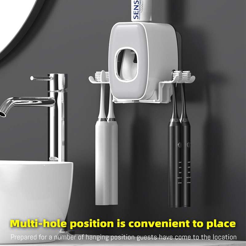 Couple Wall Mounted Toothbrush Holder Automatic Squeeze Toothpaste Device,Spec: Disinfection Type Wh