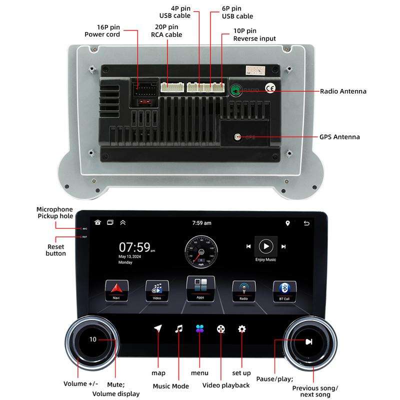 10.1 inch IPS Display + 2.5D Touch Screen Bluetooth FM Radio Car Navigation Machine, Memory: 1+32G