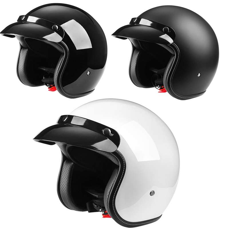 BYB 701 All Seasons Retro Motorcycle Helmet, Size: L(Bright White)