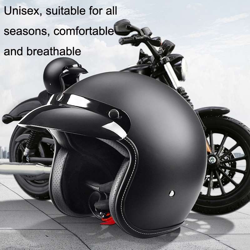 BYB 701 All Seasons Retro Motorcycle Helmet, Size: L(Bright White)