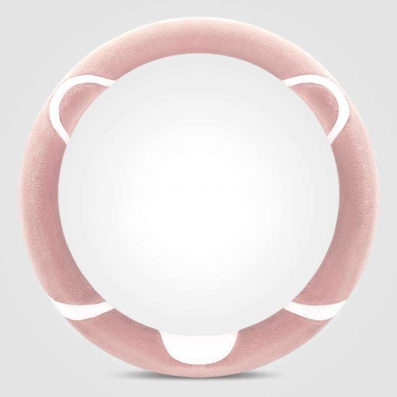 Car Steering Wheel Cartoon Short Fluff Handle Cover, Size: 38cm(Pink Round)