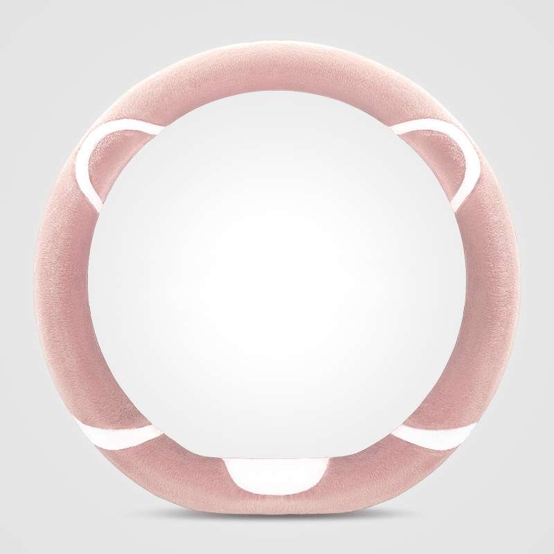 Car Steering Wheel Cartoon Short Fluff Handle Cover, Size: 38cm(Pink D Shape)