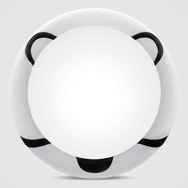 Car Steering Wheel Cartoon Short Fluff Handle Cover, Size: 38cm(Black White Round)