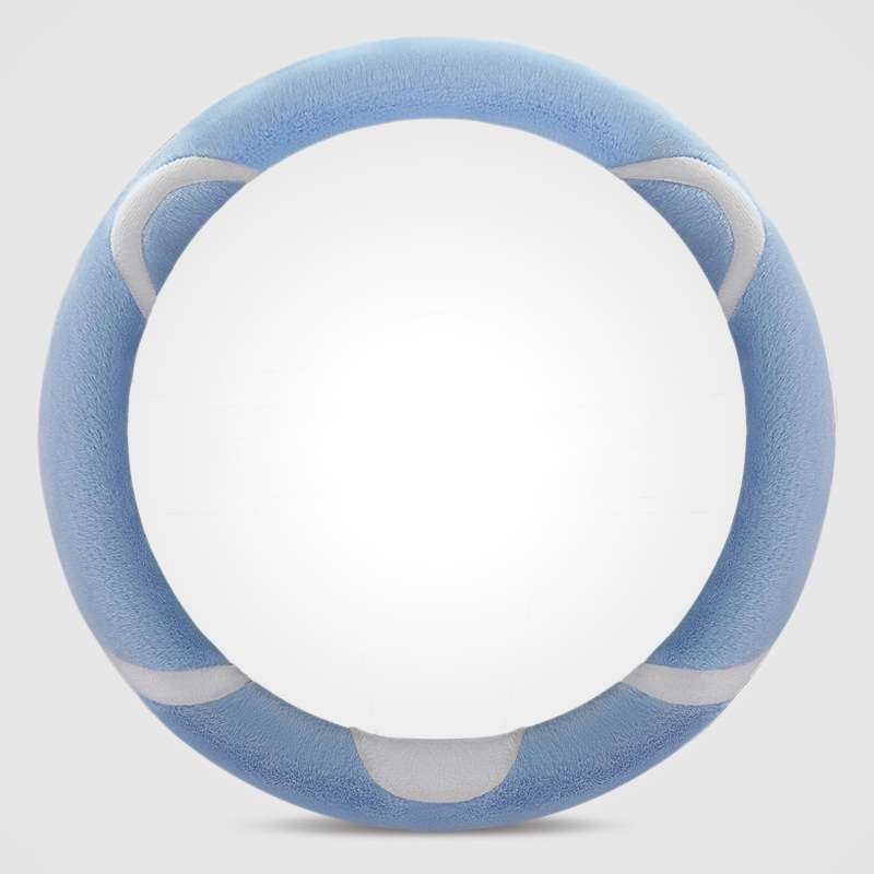 Car Steering Wheel Cartoon Short Fluff Handle Cover, Size: 38cm(Blue Round)