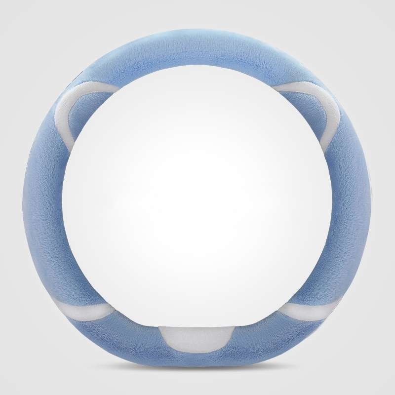 Car Steering Wheel Cartoon Short Fluff Handle Cover, Size: 38cm(Blue D Shape)