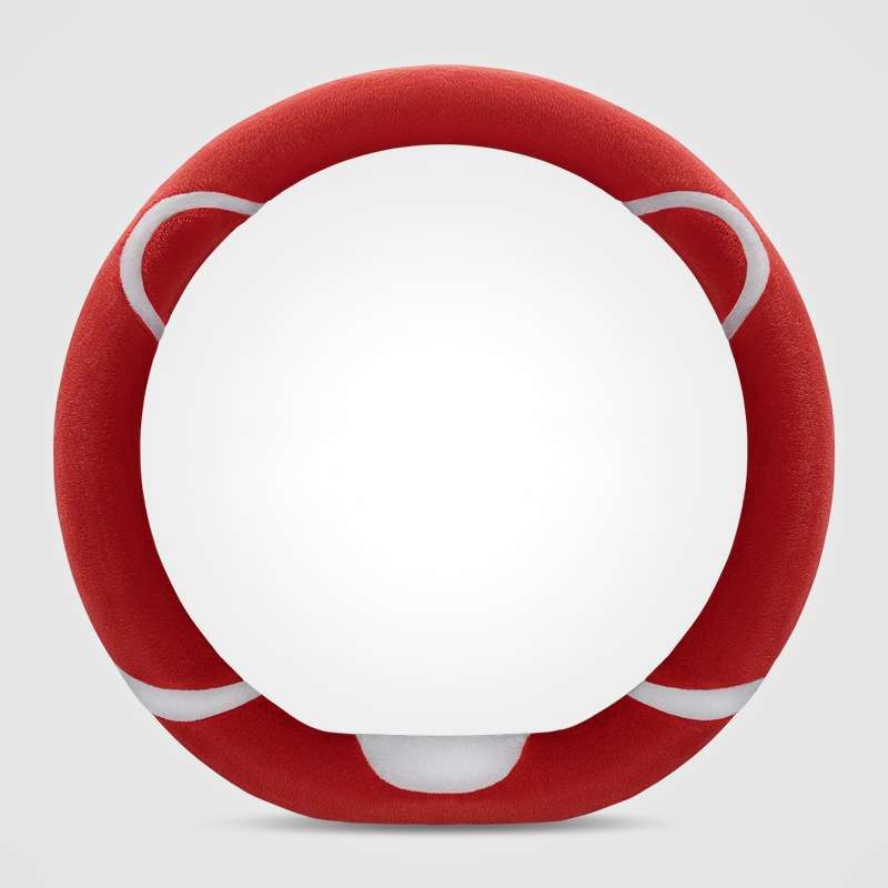 Car Steering Wheel Cartoon Short Fluff Handle Cover, Size: 38cm(Red D Shape)