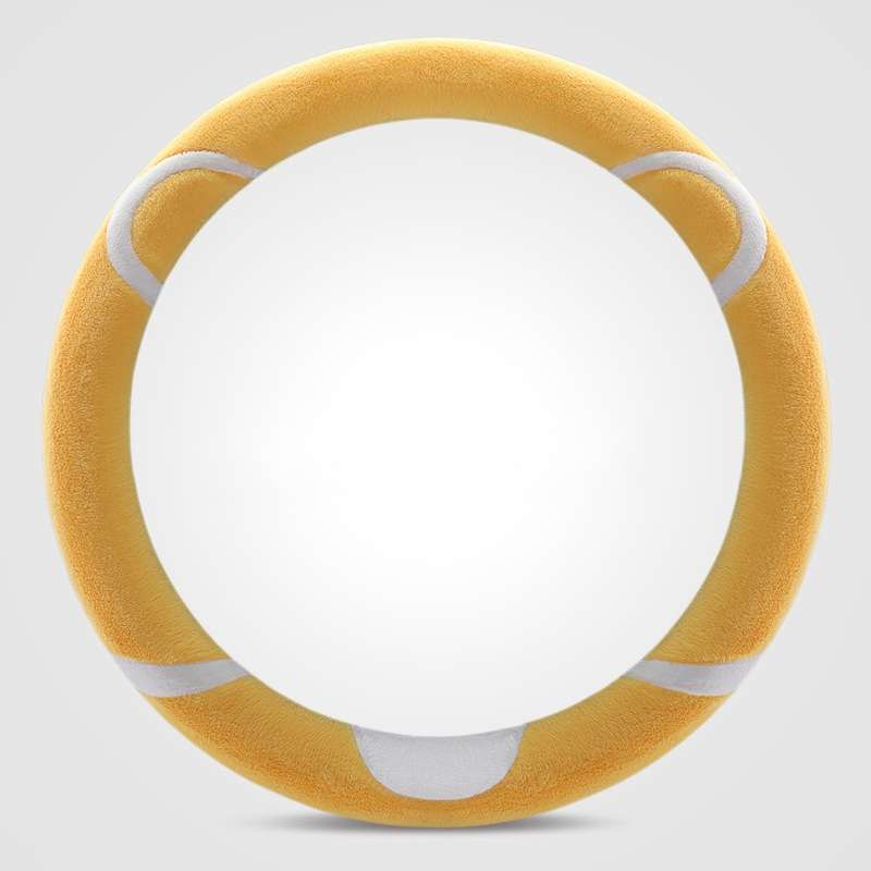Car Steering Wheel Cartoon Short Fluff Handle Cover, Size: 38cm(Yellow Round)