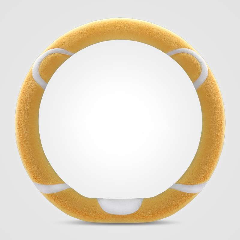 Car Steering Wheel Cartoon Short Fluff Handle Cover, Size: 38cm(Yellow D Shape)