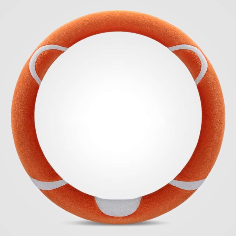 Car Steering Wheel Cartoon Short Fluff Handle Cover, Size: 38cm(Orange Round)