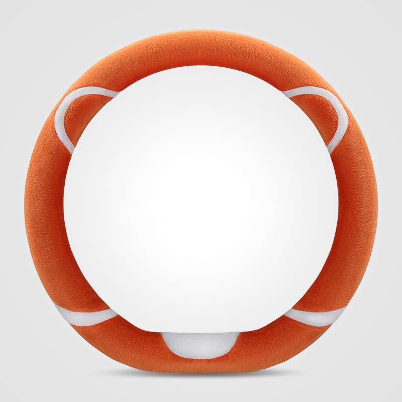 Car Steering Wheel Cartoon Short Fluff Handle Cover, Size: 38cm(Orange D Shape)