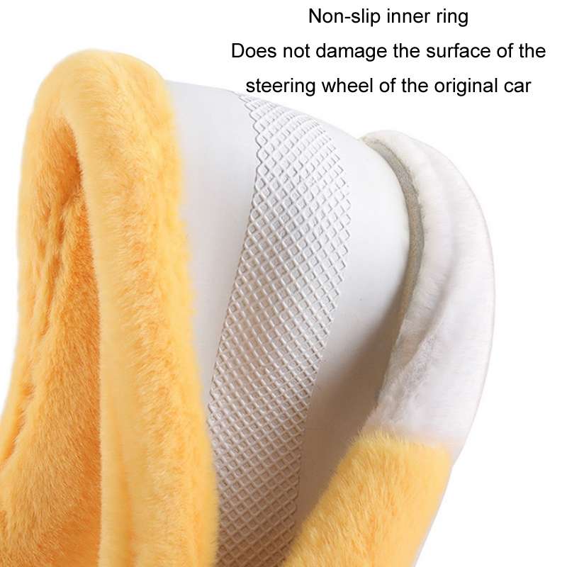 Car Steering Wheel Cartoon Short Fluff Handle Cover, Size: 38cm(Black Round)