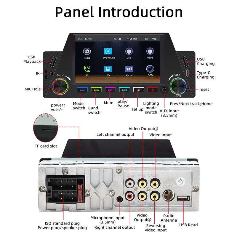 4.7 inch AUTO/CarPlay Navigation Bluetooth FM Radio Car MP5 Marquee(161W)