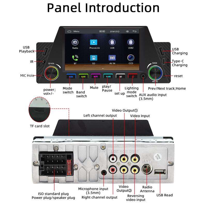 4.7 inch AUTO/CarPlay Navigation Bluetooth FM Radio Car MP5(161C)