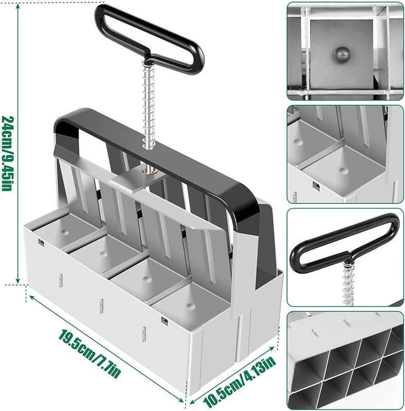 Handheld Seedling Soil Blocker Makes Eight 2 by 2 Inches Soil Blocks for Garden Prep
