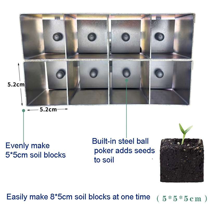 Handheld Seedling Soil Blocker Makes Eight 2 by 2 Inches Soil Blocks for Garden Prep