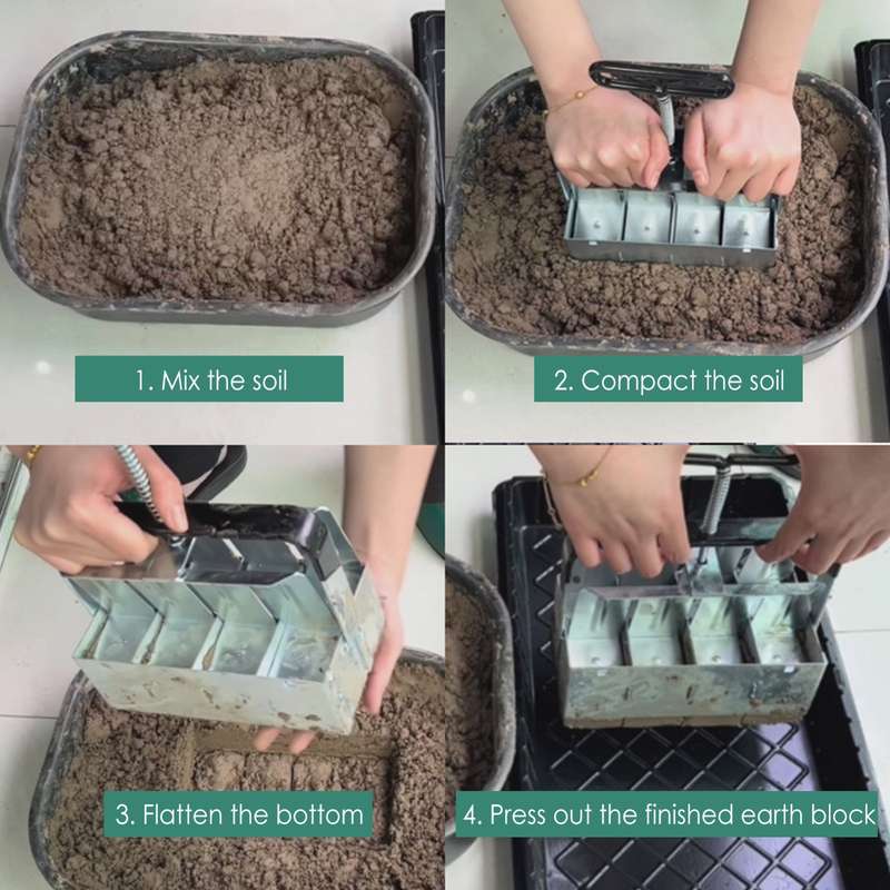 Handheld Seedling Soil Blocker Makes Eight 2 by 2 Inches Soil Blocks for Garden Prep