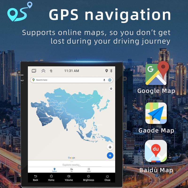 9.7 inch Vertical Screen Bluetooth Radio Android 13 GPS Navigation Device, Memory: 2+32G