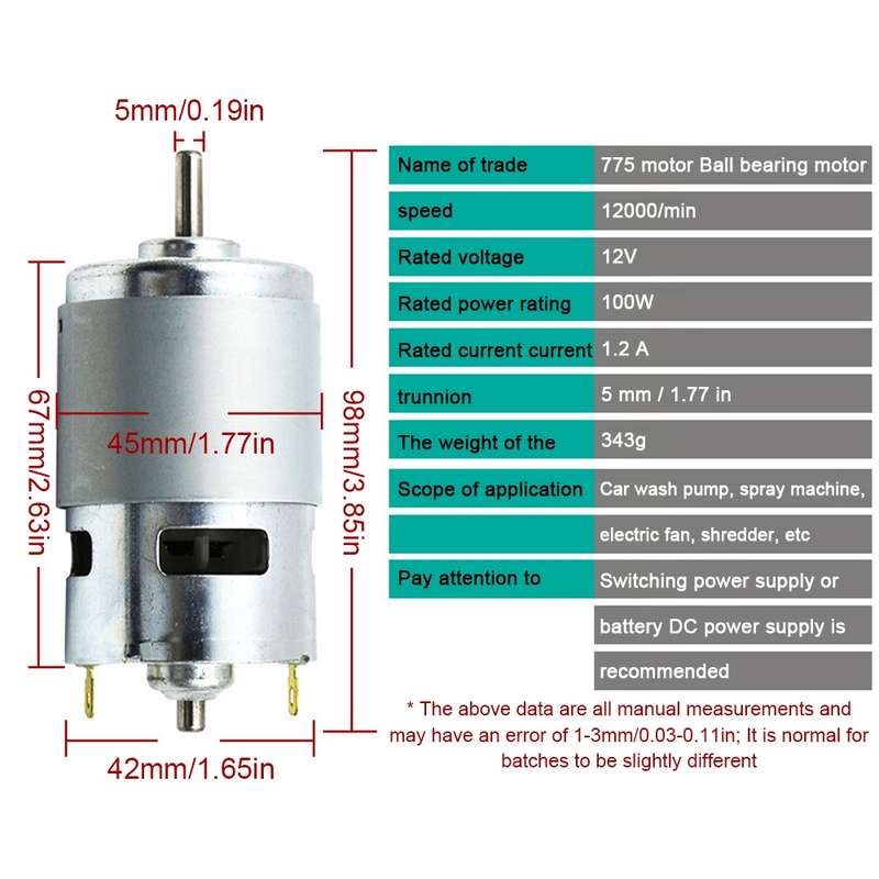 775 Spindle Motor High Speed High Power Large Torque with Ball Bearing