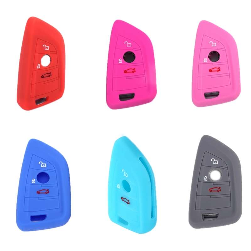 For BMW 1 Series X4/X2/XM5 2pcs Soft Silicone Remote Key Cover(Pink)