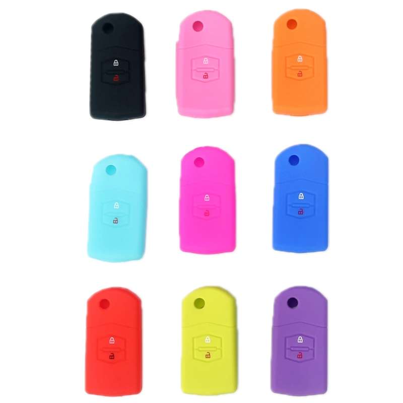 For Mazda M6/CX-5 2pcs Remote Control Folding 2 Button Silicone Case(Luminous Blue)