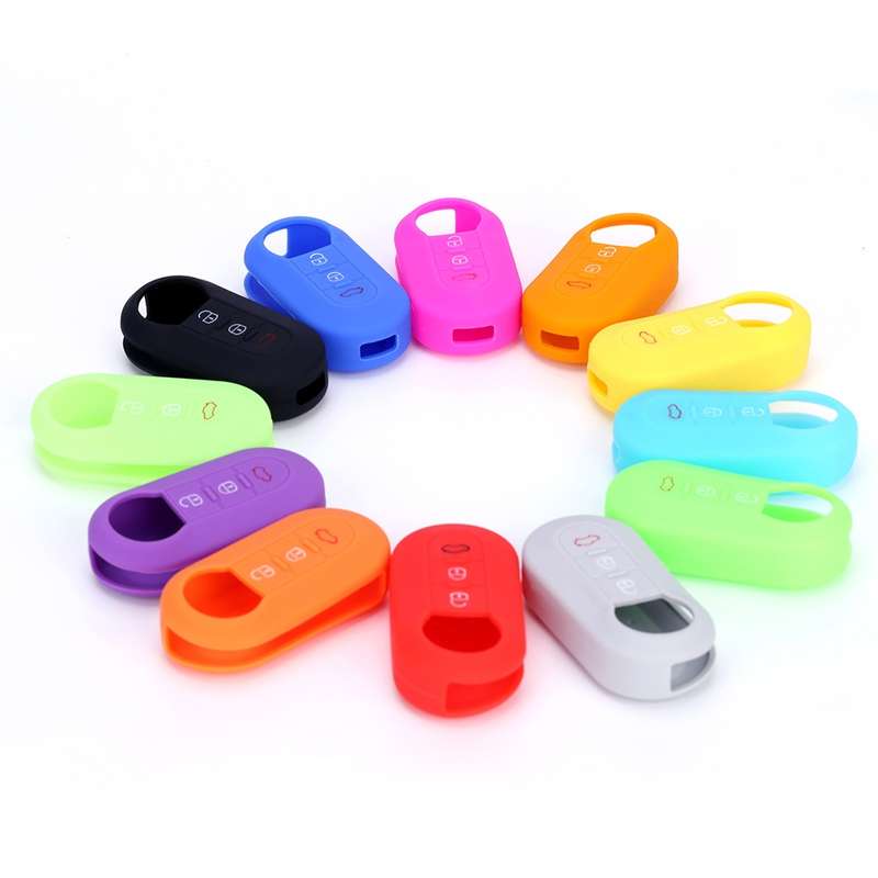 For Fiat 500 2pcs Folding 3 Button Remote Control Silicone Case(Luminous Green)