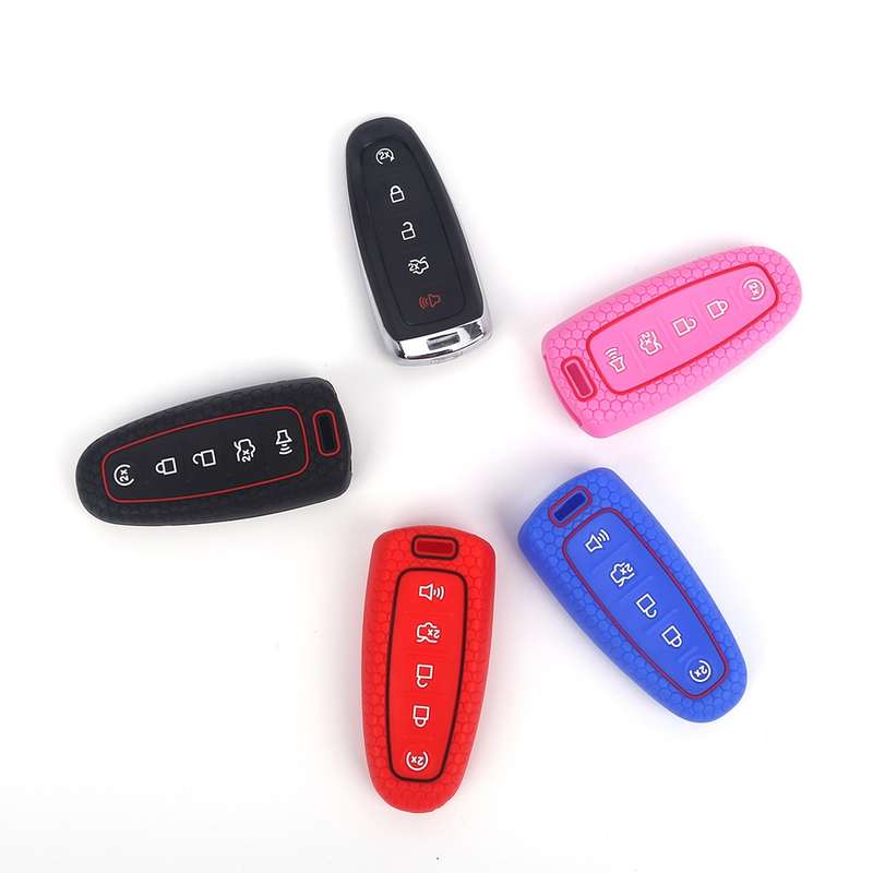 For Ford Edge/Explorer 2pcs 5-Button Key Silicone Case(Sea Blue)