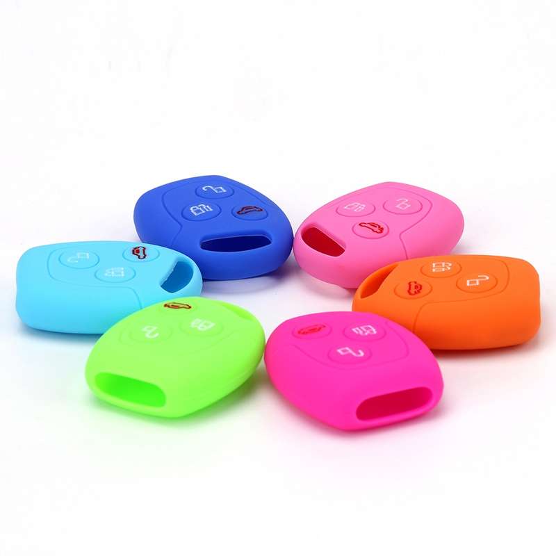 For Ford Transit/Focus 2pcs 3-Button Silicone Key Protector(Rose Red)