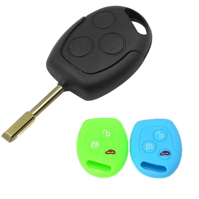 For Ford Transit/Focus 2pcs 3-Button Silicone Key Protector(Rose Red)