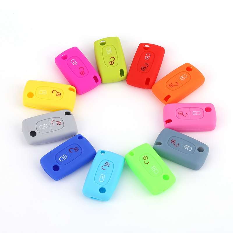 2pcs Car Key Cover for Peugeot 206/207/4008/3008 Citroen Sega/Triumph/C5(Luminous Blue)