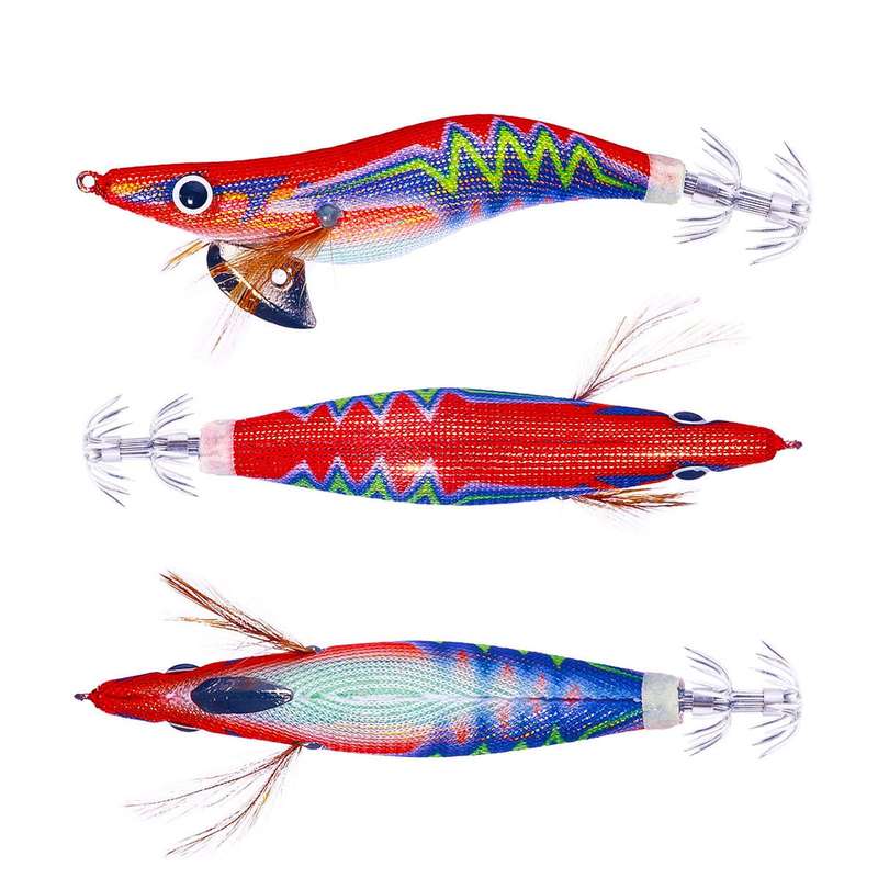 HENGJIA SJ037 Luminous Electroplated Flash Wooden Shrimp Squid Lures(Orange)