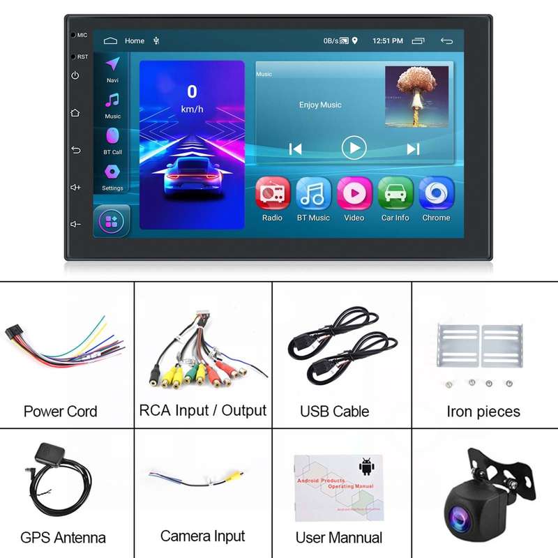 A3194 7 Inch Android 11 Central Control Carplay 2+32G Car Large Screen Navigation Reversing Video Pl