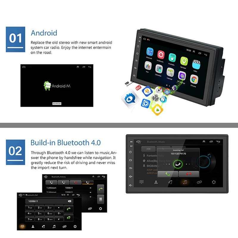 A2222KT 7 Inch Android Navigation WiFi Version 1+32G GPS Bluetooth 2.5D Screen Car Central Control M